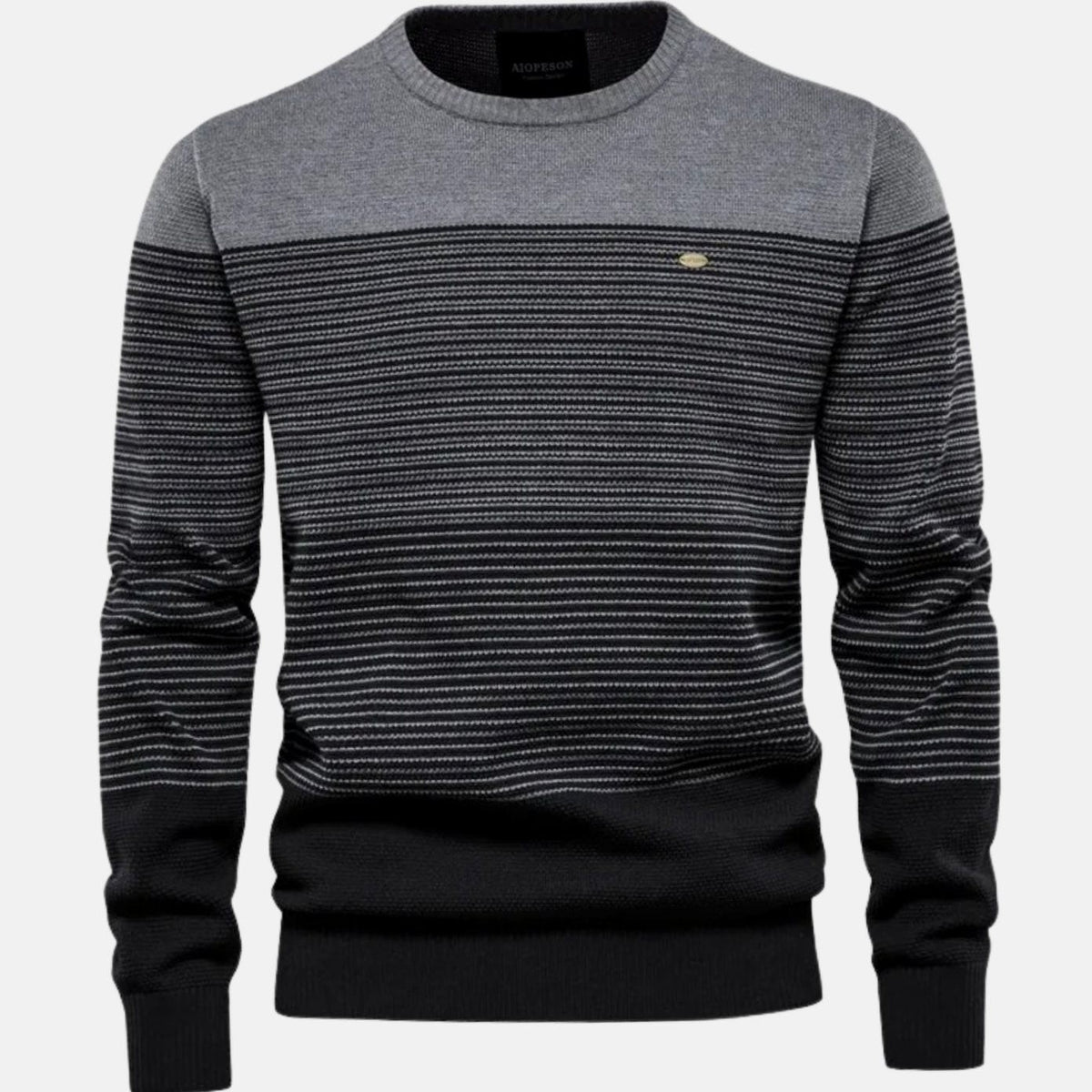 Sacha | Pull Homme Dégradé de Rayures Col Rond Manches Longues - Gris