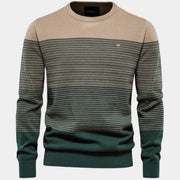 Sacha | Pull Homme Dégradé de Rayures Col Rond Manches Longues - Vert