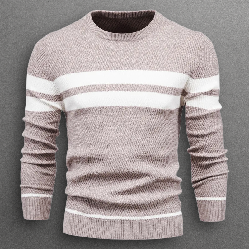 Sacha | Pull pour Femme Rayé Horizontal Col Rond Maille Douce - Beige