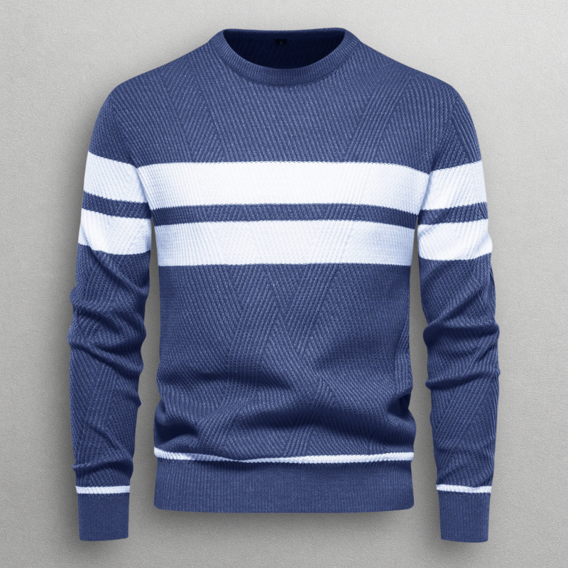 Sacha | Pull pour Femme Rayé Horizontal Col Rond Maille Douce - Bleu