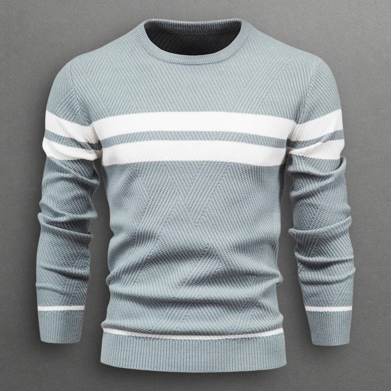 Sacha | Pull pour Femme Rayé Horizontal Col Rond Maille Douce - Turquoise
