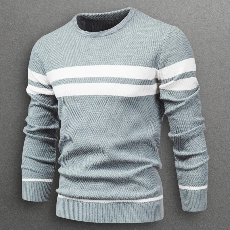 Sacha | Pull pour Femme Rayé Horizontal Col Rond Maille Douce - Turquoise