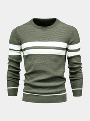Sacha | Pull pour Femme Rayé Horizontal Col Rond Maille Douce - Vert