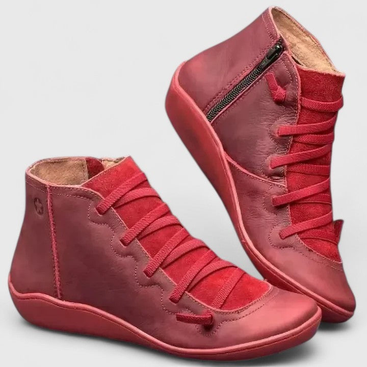 Sarah | Bottes Orthopédiques pour Femme Soutien Voûte Plantaire Confort - Rouge