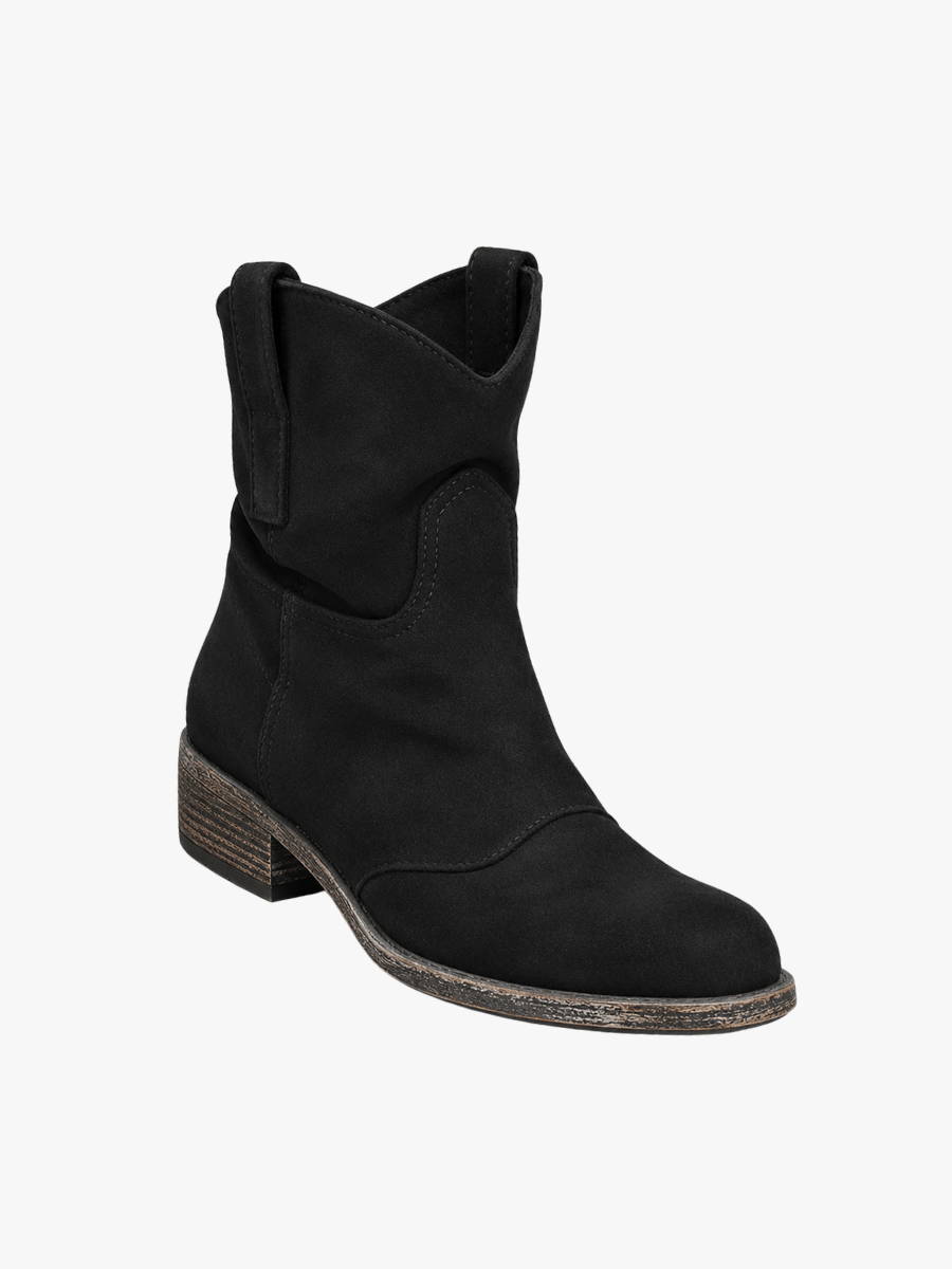 Sarah | Bottines Femme Talon Bloqué Zippé Latéral Semelle Rembourrée - Noir