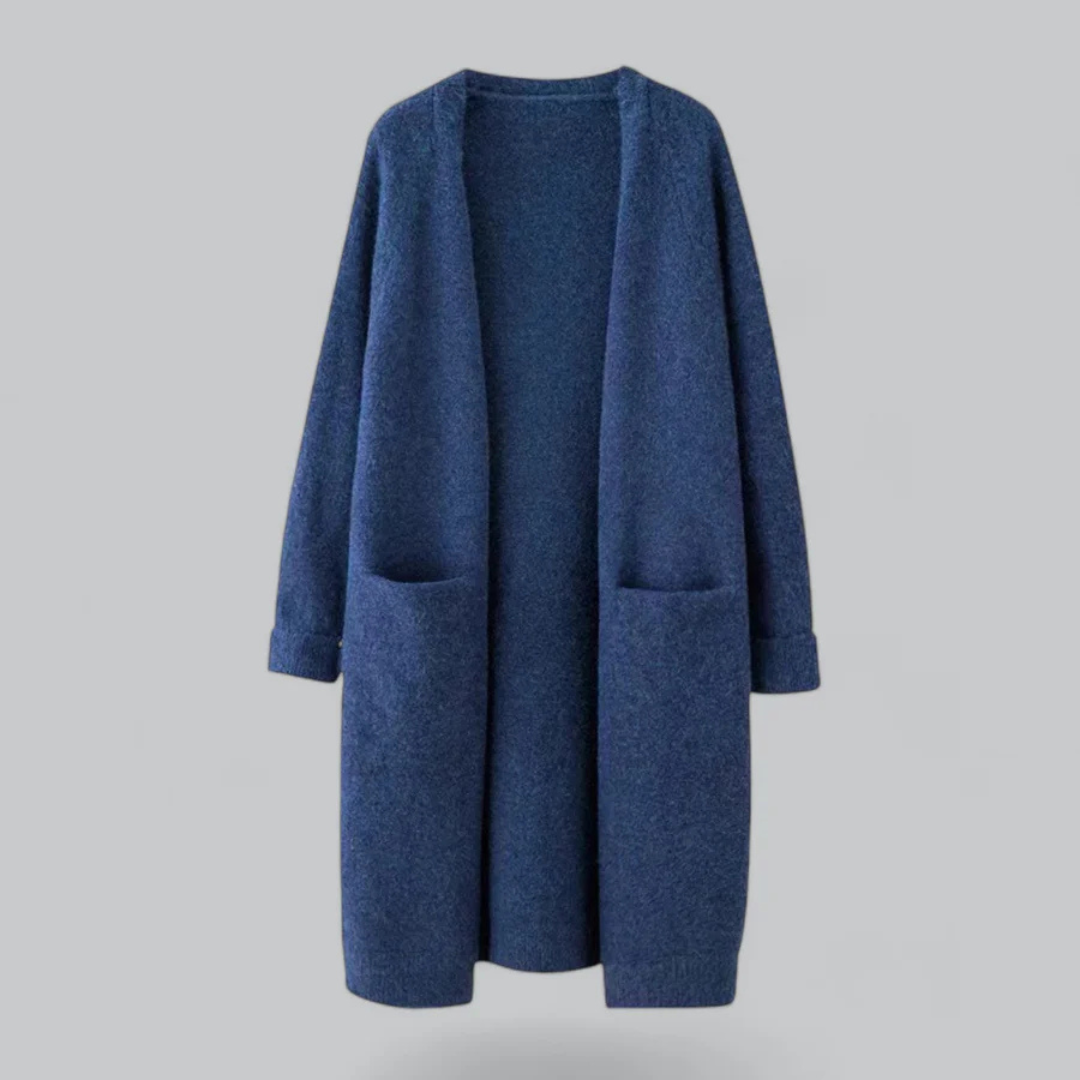 Sarah | Cardigan pour Femme Coupe Décontractée Front Ouvert Tricot Chaud - Bleu