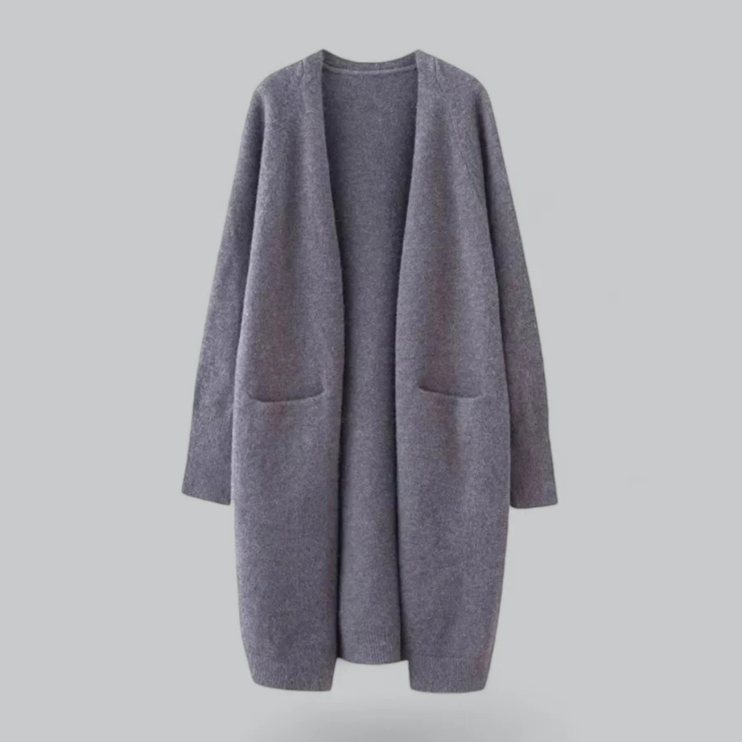 Sarah | Cardigan pour Femme Coupe Décontractée Front Ouvert Tricot Chaud - Gris