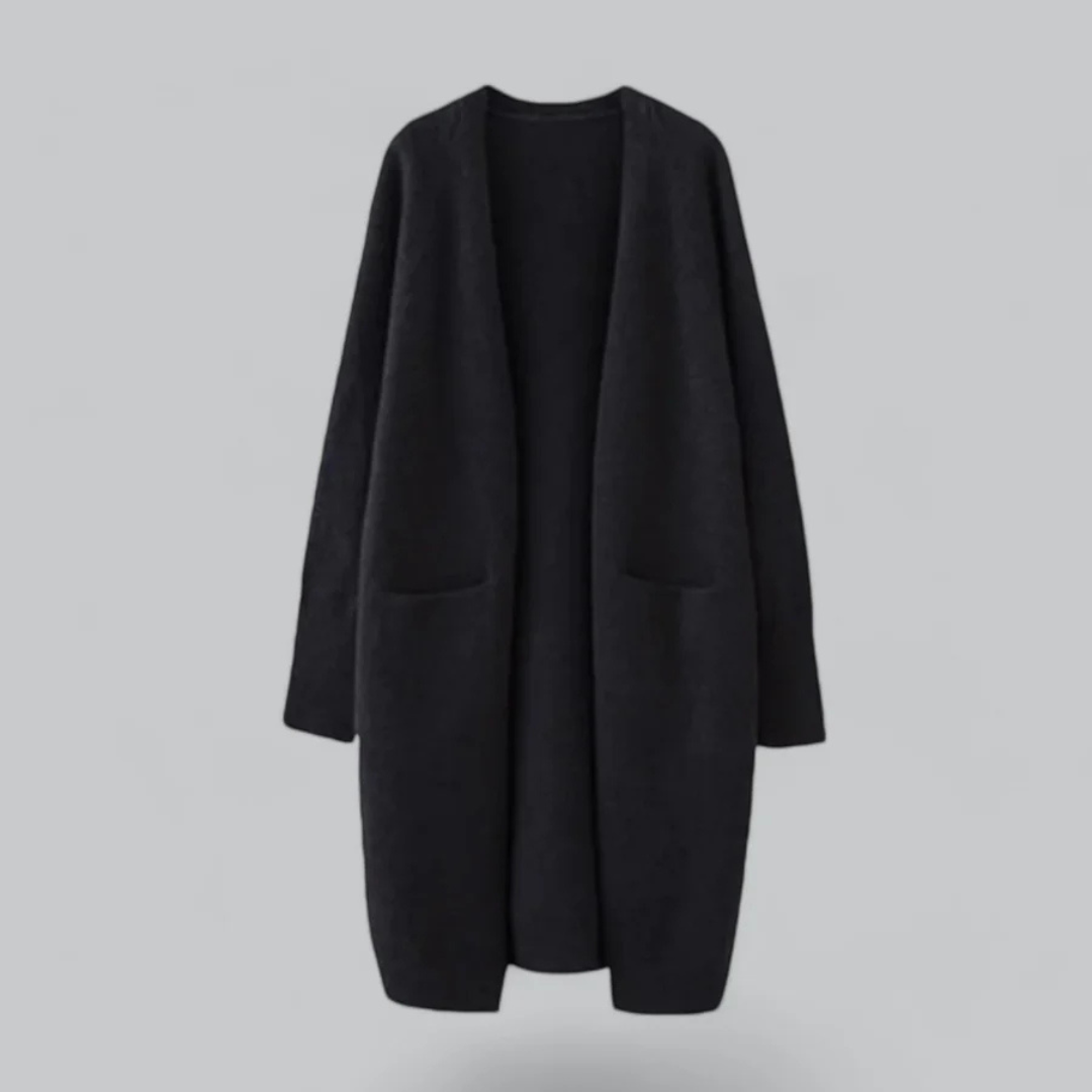 Sarah | Cardigan pour Femme Coupe Décontractée Front Ouvert Tricot Chaud - Noir