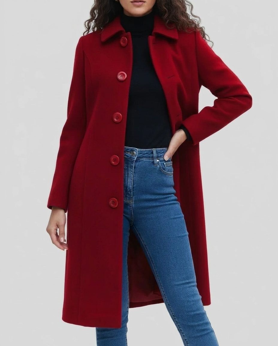 Sarah | Manteau Long Femme Coupe Ample Boutonnage Simple Col Structuré - Noir