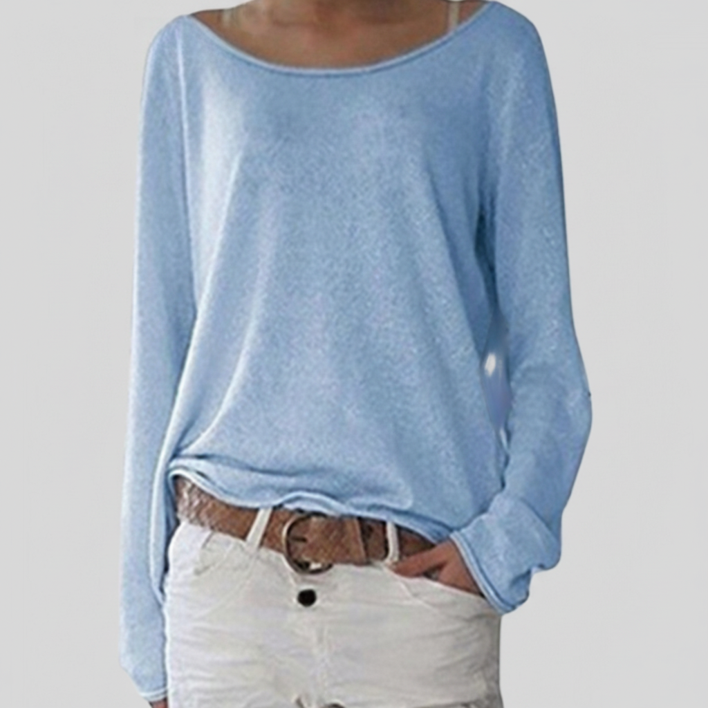 Sarah | Pull pour Femme Coupe Ample Col Rond Manches Longues - Rose