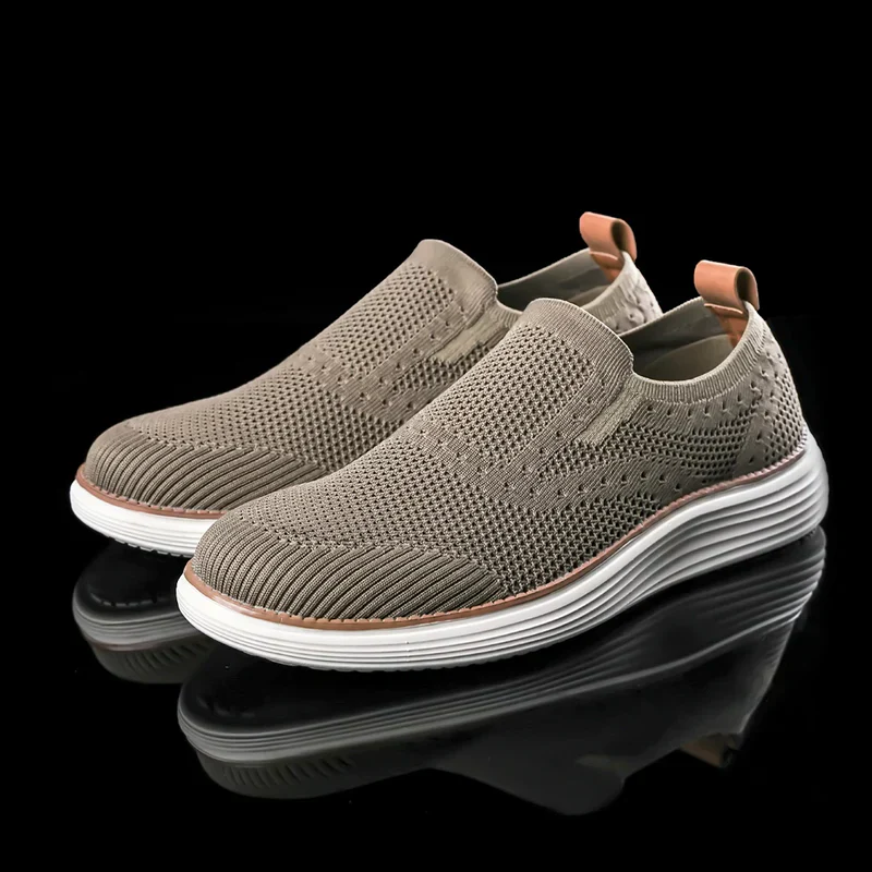 Theo | Chaussures de Marche pour Homme Respirantes sans Lacets Semelle Souple - Kaki