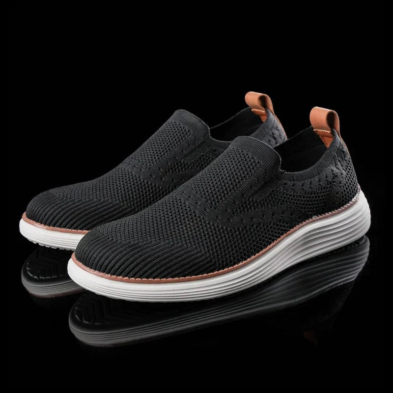Theo | Chaussures de Marche pour Homme Respirantes sans Lacets Semelle Souple - Noir
