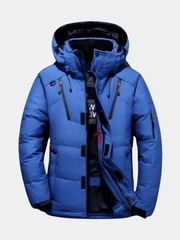 Theo | Dames Veste d'Hiver Déperlante Capuche Amovible Duvet - Bleu