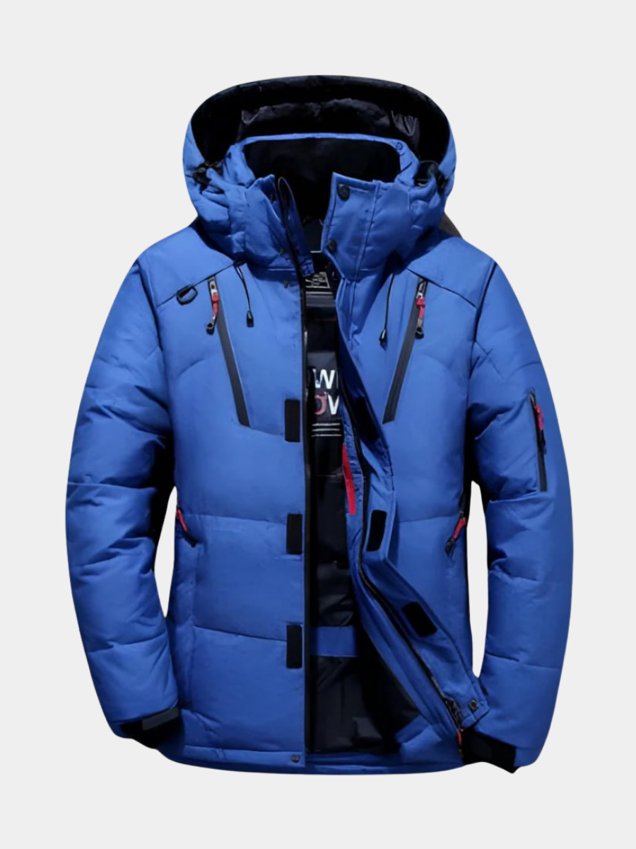 Theo | Dames Veste d'Hiver Déperlante Capuche Amovible Duvet - Bleu