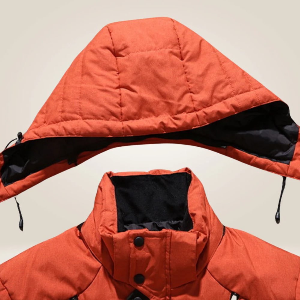 Theo | Dames Veste d'Hiver Déperlante Capuche Amovible Duvet - Bleu