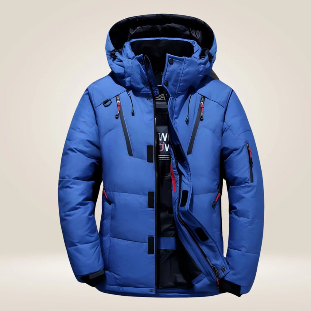 Theo | Dames Veste d'Hiver Déperlante Capuche Amovible Duvet - Bleu