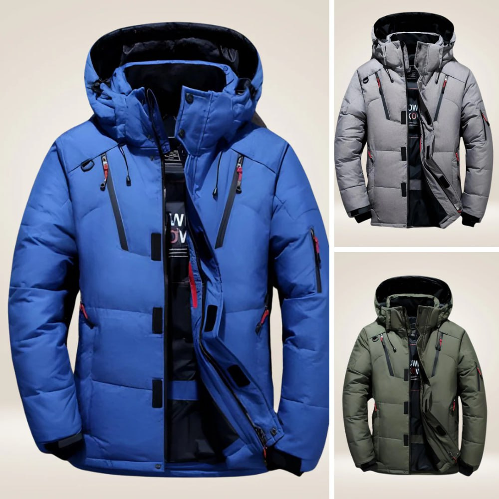 Theo | Dames Veste d'Hiver Déperlante Capuche Amovible Duvet - Bleu
