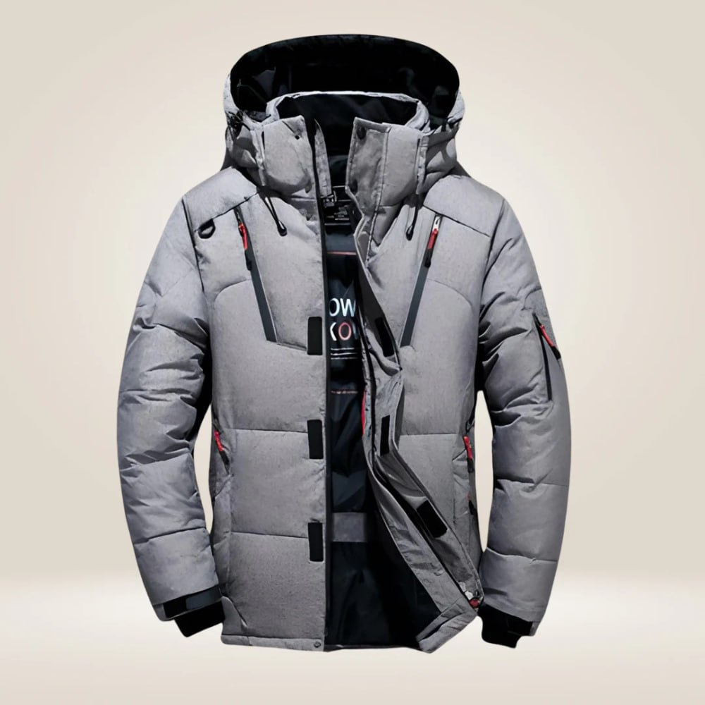 Theo | Dames Veste d'Hiver Déperlante Capuche Amovible Duvet - Gris