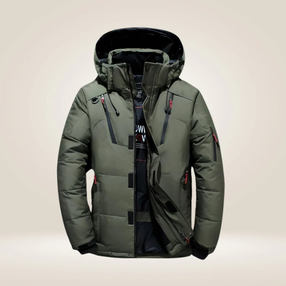 Theo | Dames Veste d'Hiver Déperlante Capuche Amovible Duvet - Vert