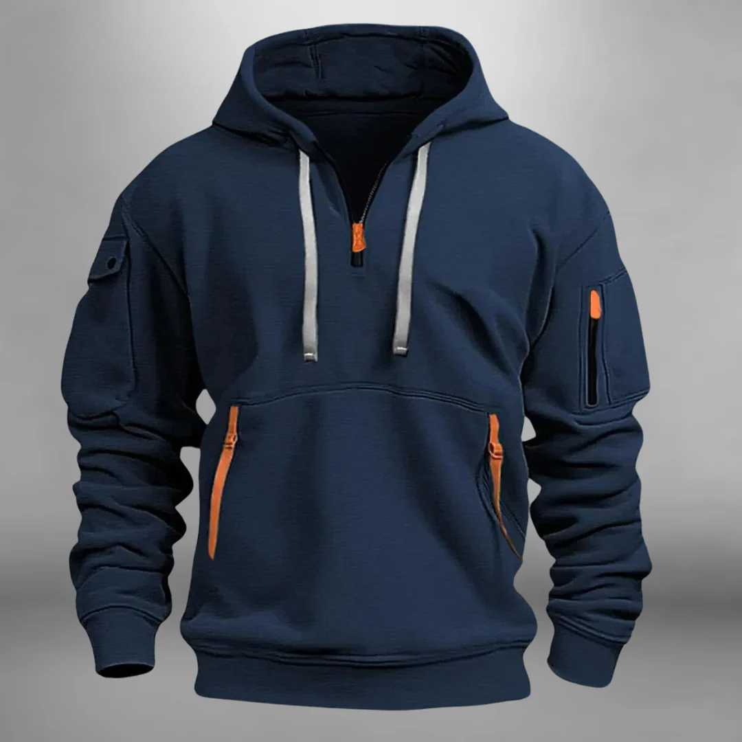Tom | Pour Homme Sweat à Capuche Coupe Décontractée Poches Fonctionnelles - Bleu