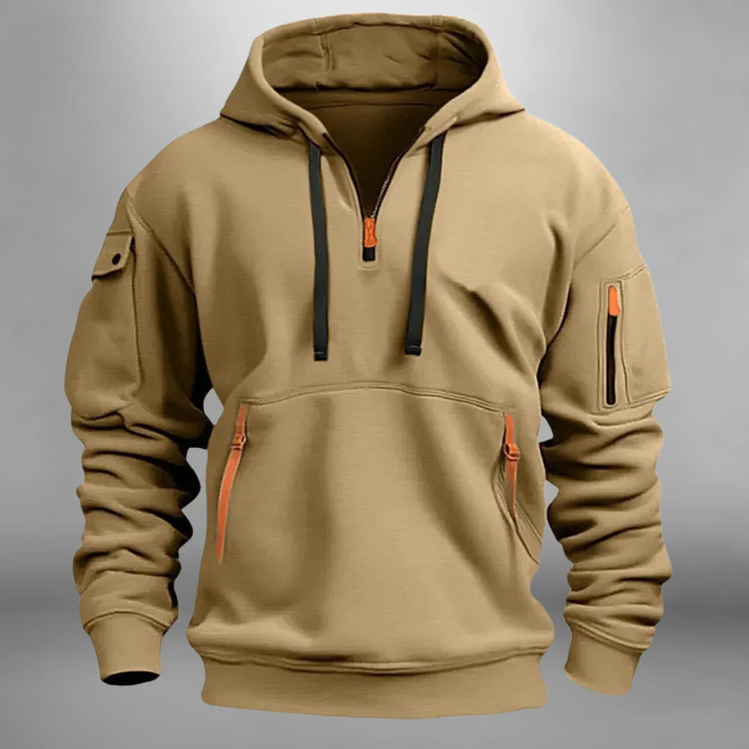 Tom | Pour Homme Sweat à Capuche Coupe Décontractée Poches Fonctionnelles - Kaki