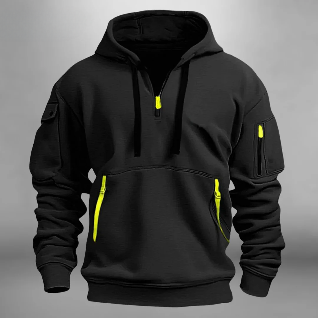 Tom | Pour Homme Sweat à Capuche Coupe Décontractée Poches Fonctionnelles - Noir