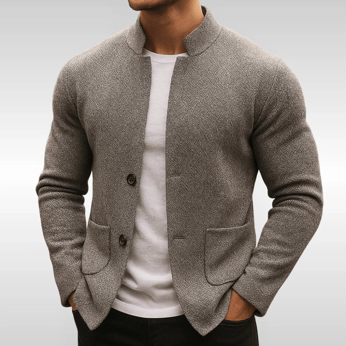 Tom | Veste Homme Matelassée Col Montant Fermeture Deux Boutons - Gris