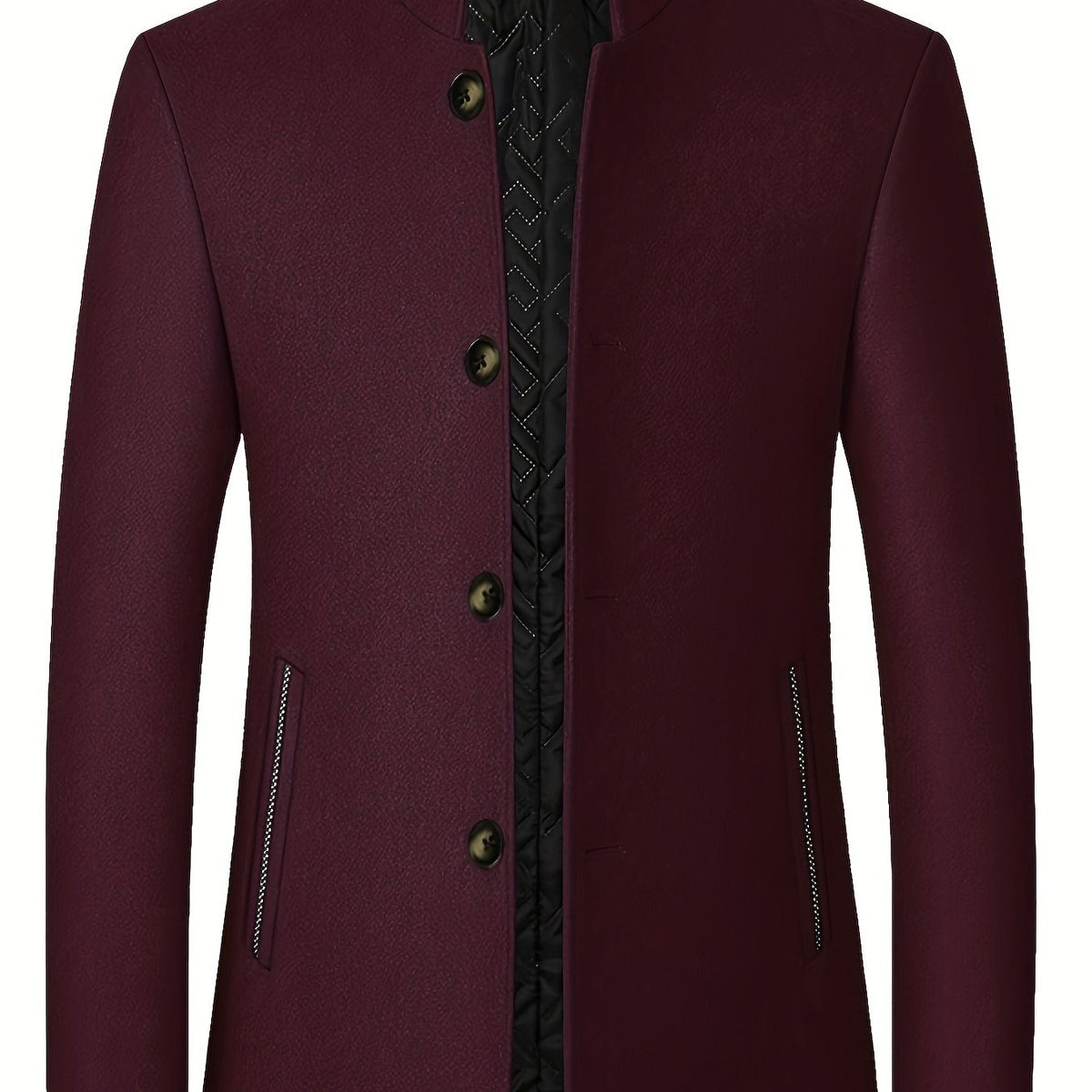 Tom | Veste pour Homme Col Montant Boutonnage Simple Couleur Unie - Bordeaux