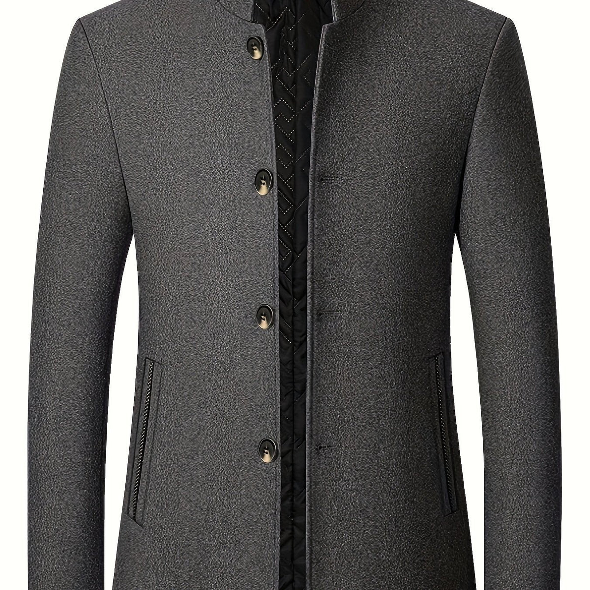 Tom | Veste pour Homme Col Montant Boutonnage Simple Couleur Unie - Gris