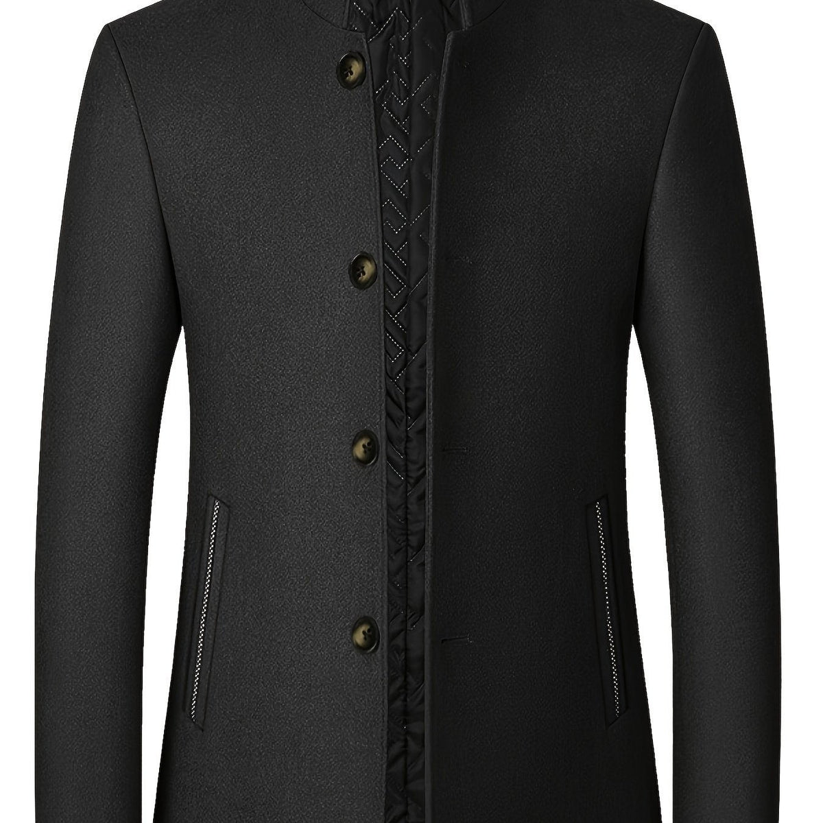 Tom | Veste pour Homme Col Montant Boutonnage Simple Couleur Unie - Noir