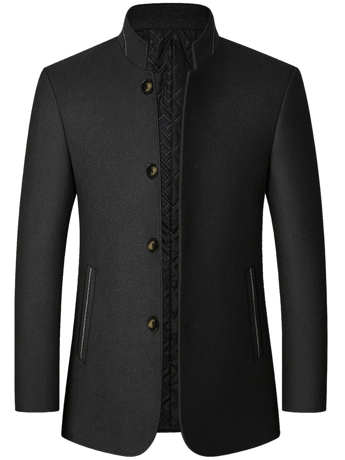 Tom | Veste pour Homme Col Montant Boutonnage Simple Couleur Unie - Noir