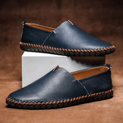 Victor | Mocassin Homme simili-cuir Enfiler Couture Contrastée - Bleu Marine