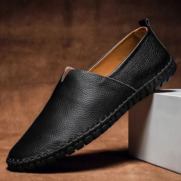 Victor | Mocassin Homme simili-cuir Enfiler Couture Contrastée - Noir