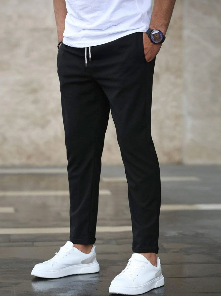 Victor | Pantalon pour Homme Coupe Ajustée Cordon de Serrage Cheville - Noir