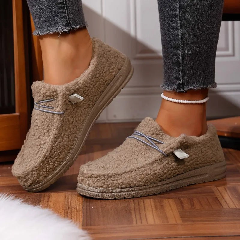 Victor | Pantoufles Femme Teddy Douce Intérieur Extérieur Coupe Ample - Kaki