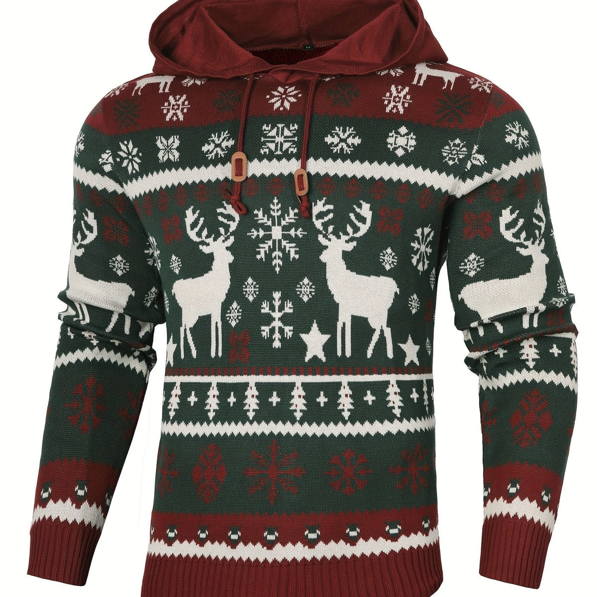 Victor | Pour Femme Pull de Noël Capuche Renne Motifs Flocons Tricot Chaud - Style Noël 1