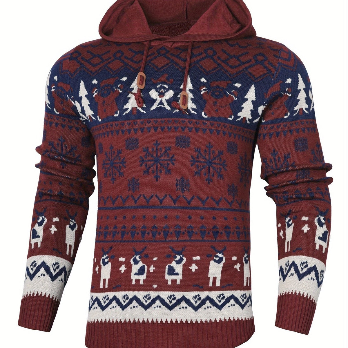 Victor | Pour Femme Pull de Noël Capuche Renne Motifs Flocons Tricot Chaud - Style Noël 2