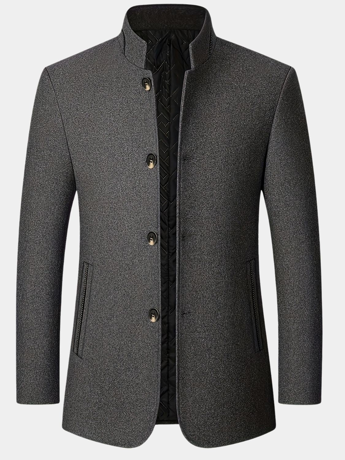 Victor | Pour Homme Veste Col Montant Boutonnage Simple - Noir