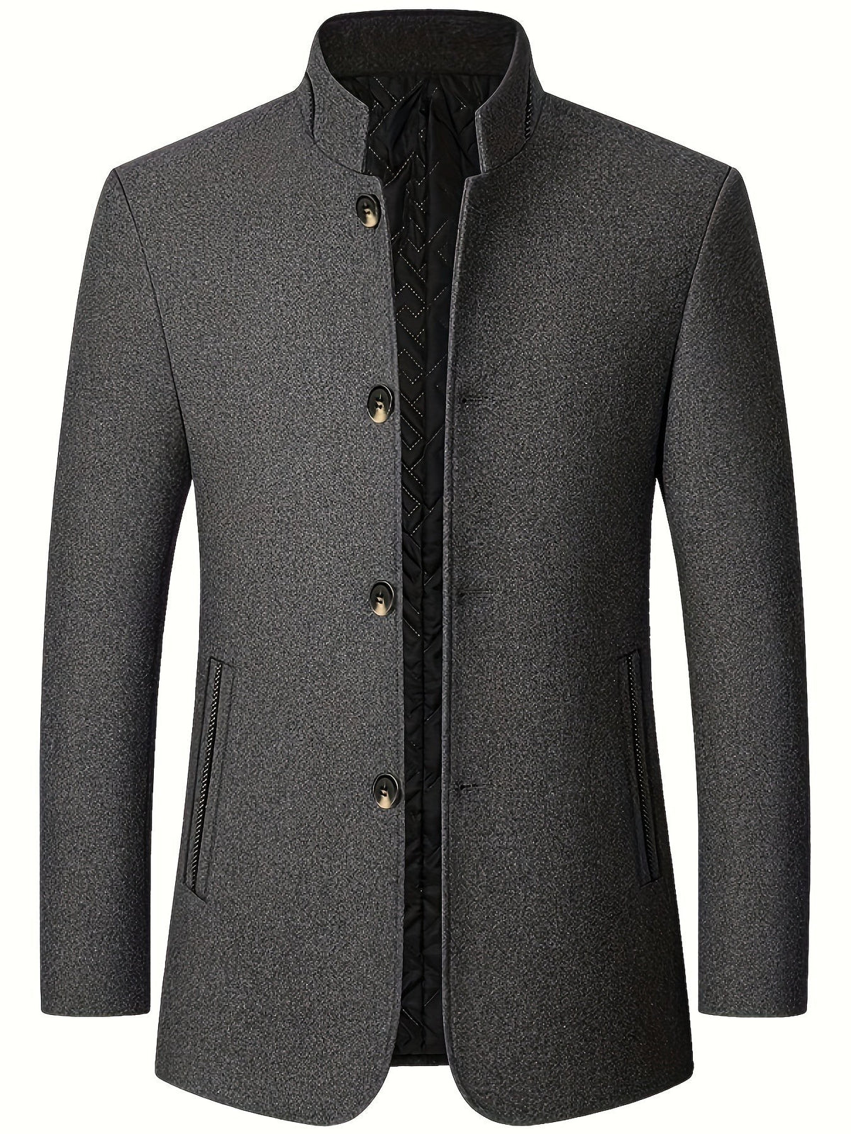 Victor | Pour Homme Veste Col Montant Boutonnage Simple - Noir