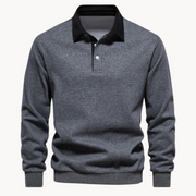 Victor | Pull pour Homme Col Polo Boutonné Cotes Côtelées - Gris