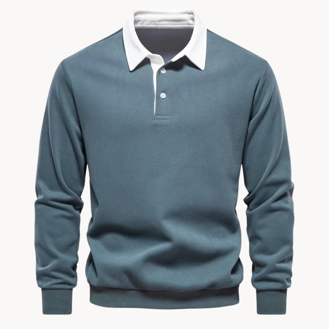 Victor | Pull pour Homme Col Polo Boutonné Cotes Côtelées - Vert