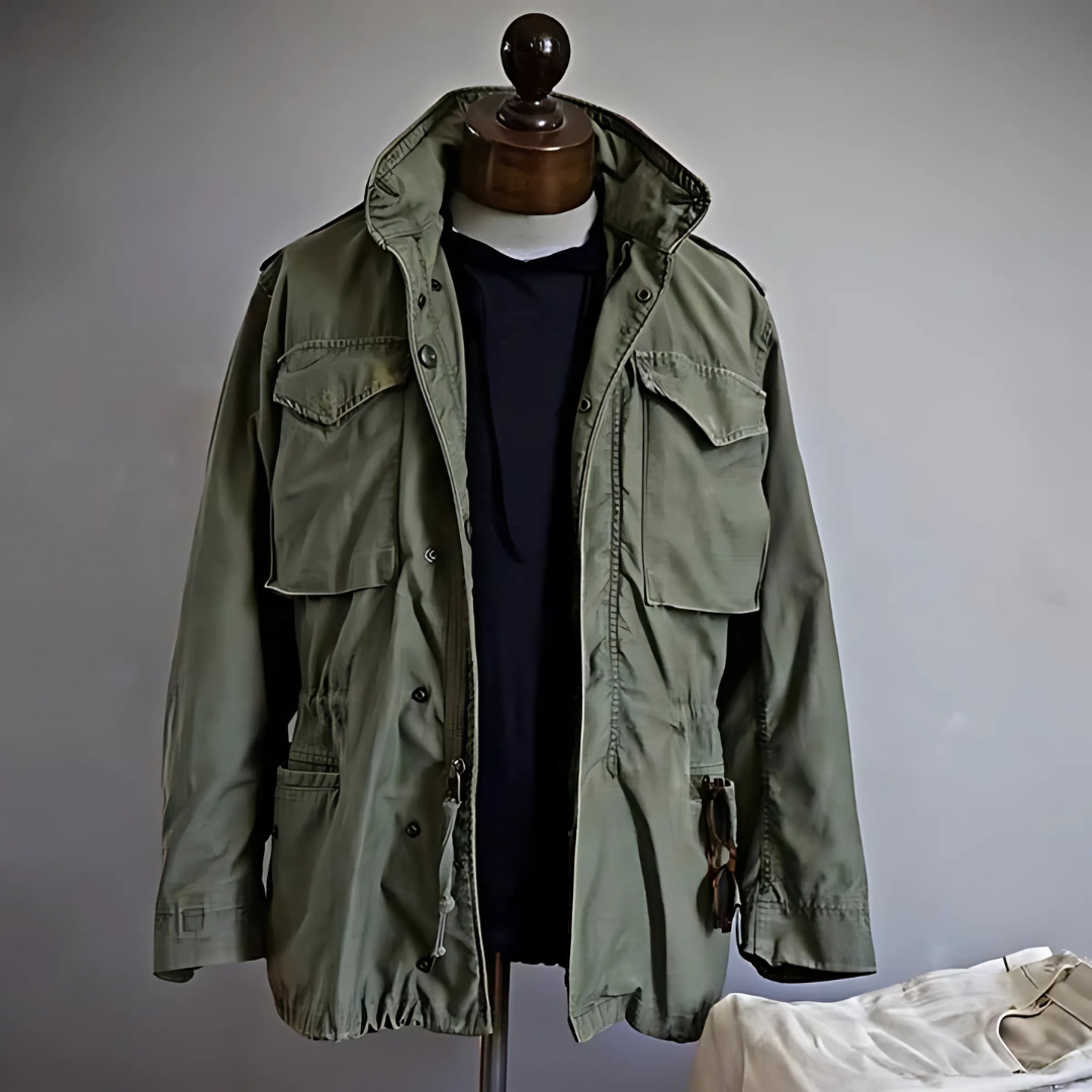 Victor | Veste Militaire Homme Coupe Droite Épaules Structurées Fermeture Éclair - Vert