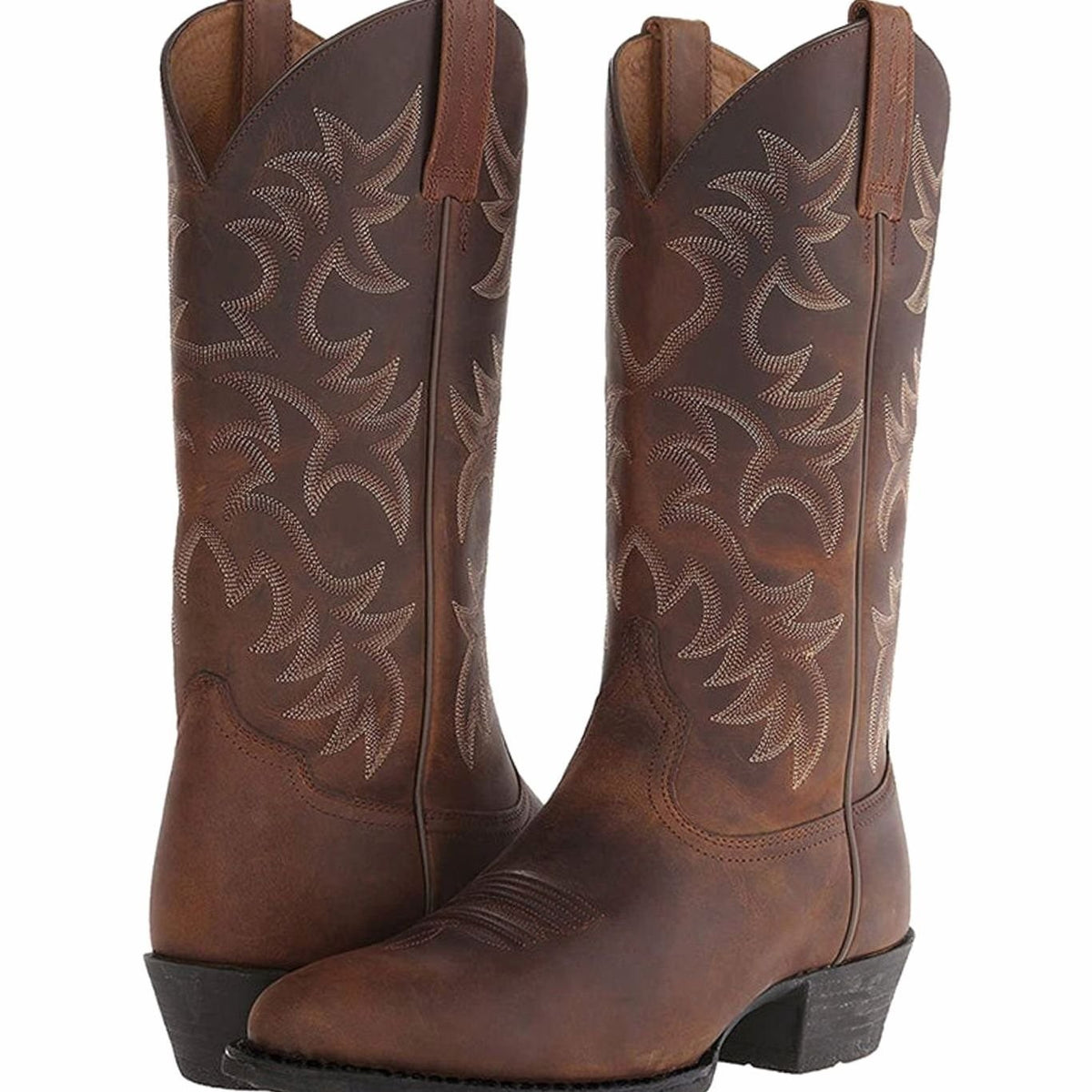 Zoe | Bottes Femme Western Brodées Talon Bloc Tige Midi - Noir