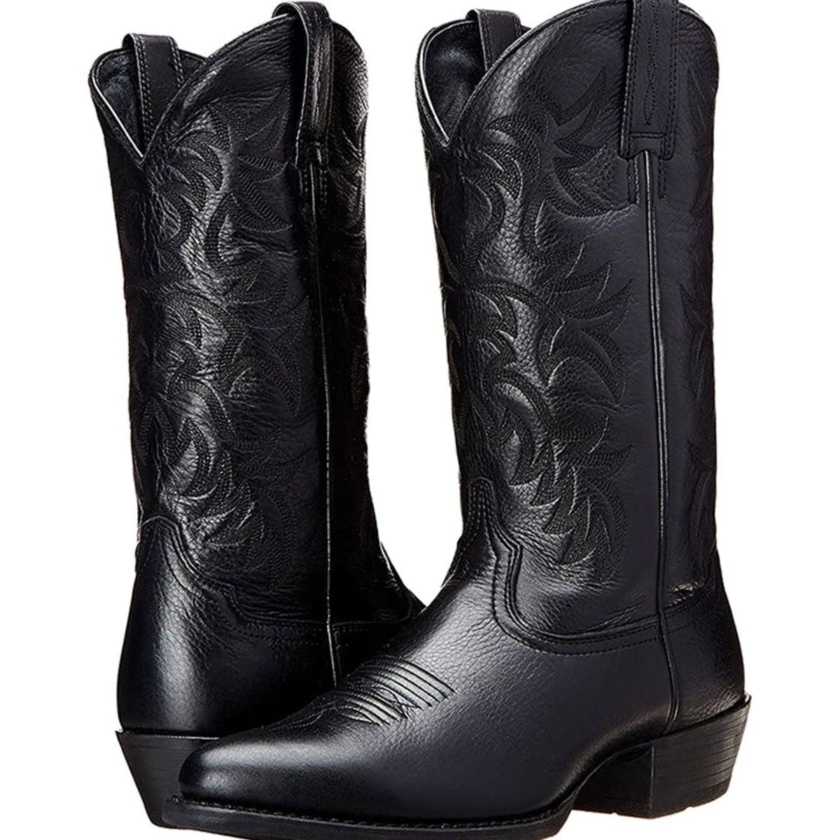 Zoe | Bottes Femme Western Brodées Talon Bloc Tige Midi - Noir