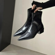Zoe | Bottines pour Femme à Bout Pointu Talon Stable - Noir
