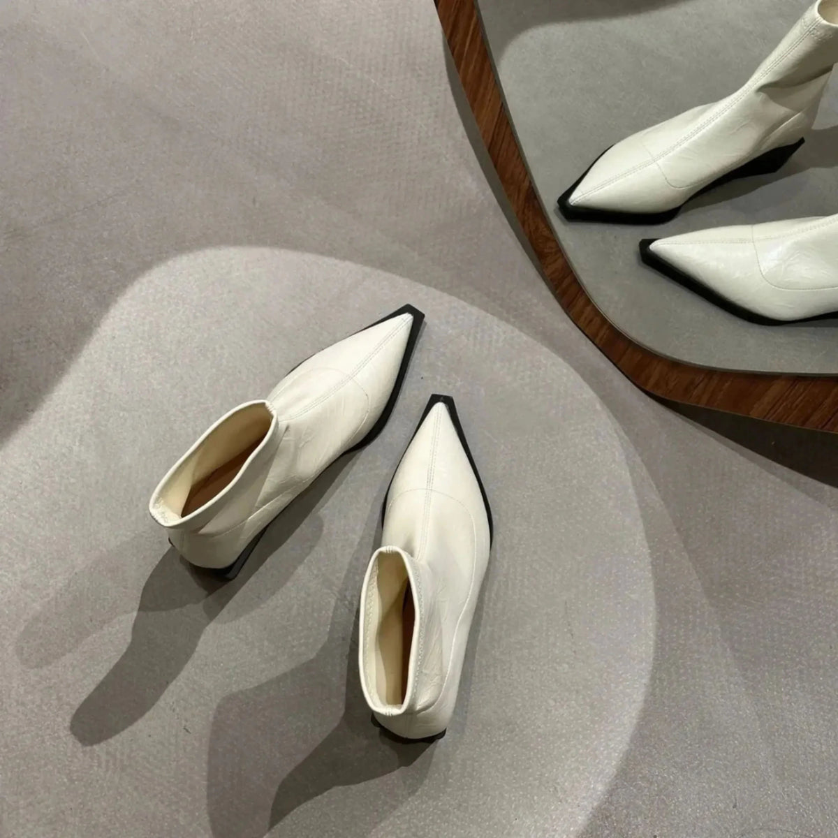 Zoe | Bottines pour Femme à Bout Pointu Talon Stable - Noir