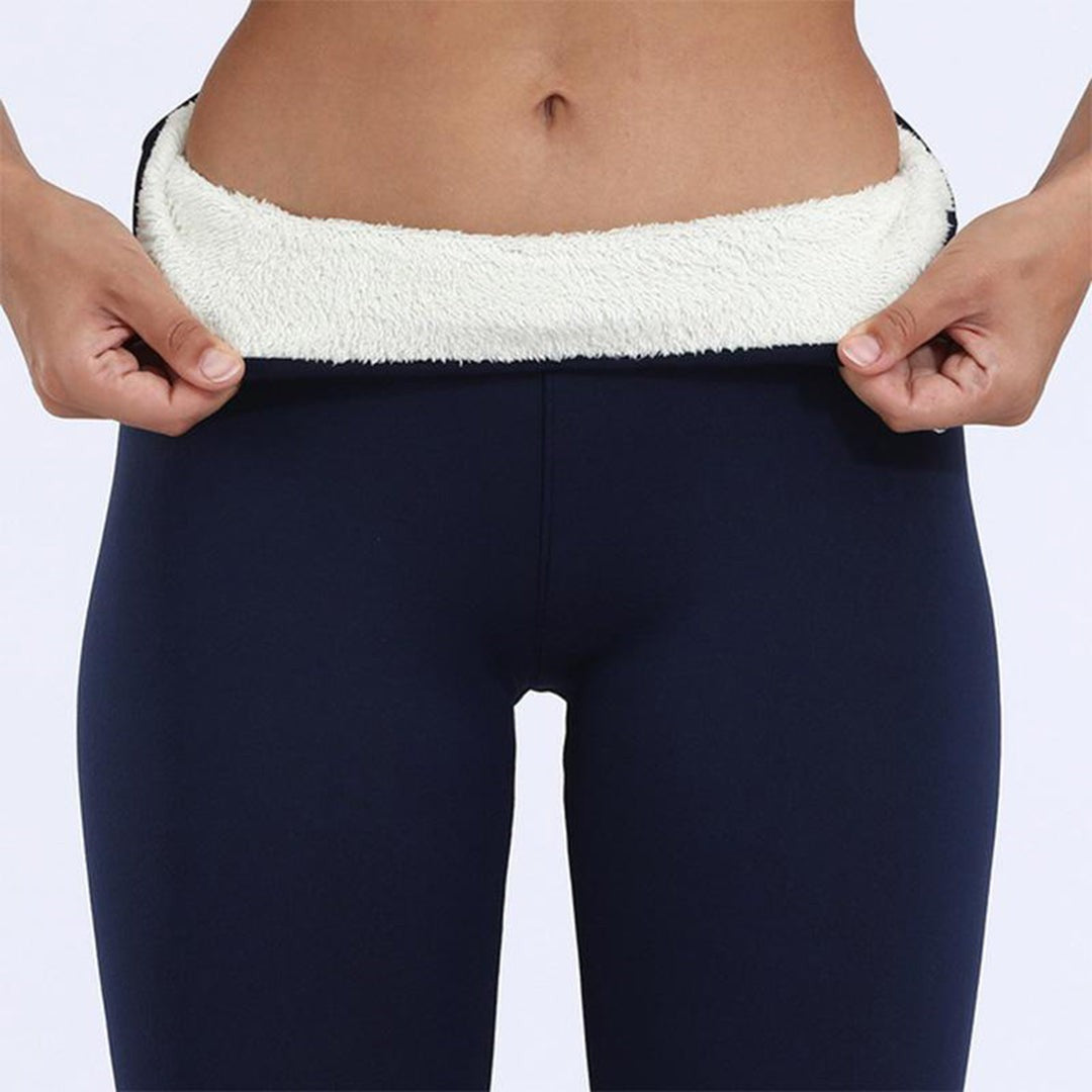 Zoe | Legging Thermique Femme Doublé Polaire Taille Haute Coupe Ample - Bleu Marine