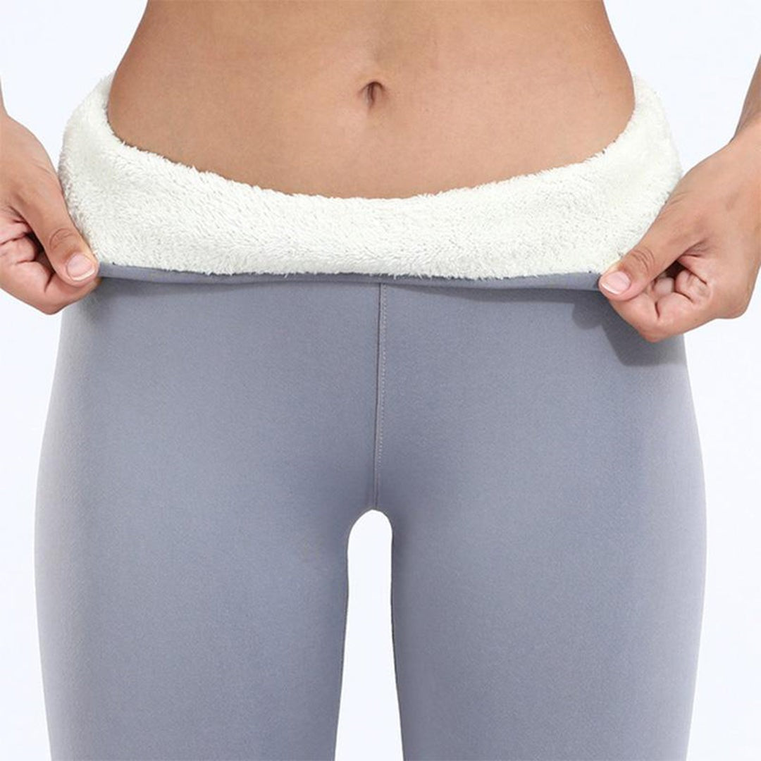 Zoe | Legging Thermique Femme Doublé Polaire Taille Haute Coupe Ample - Gris