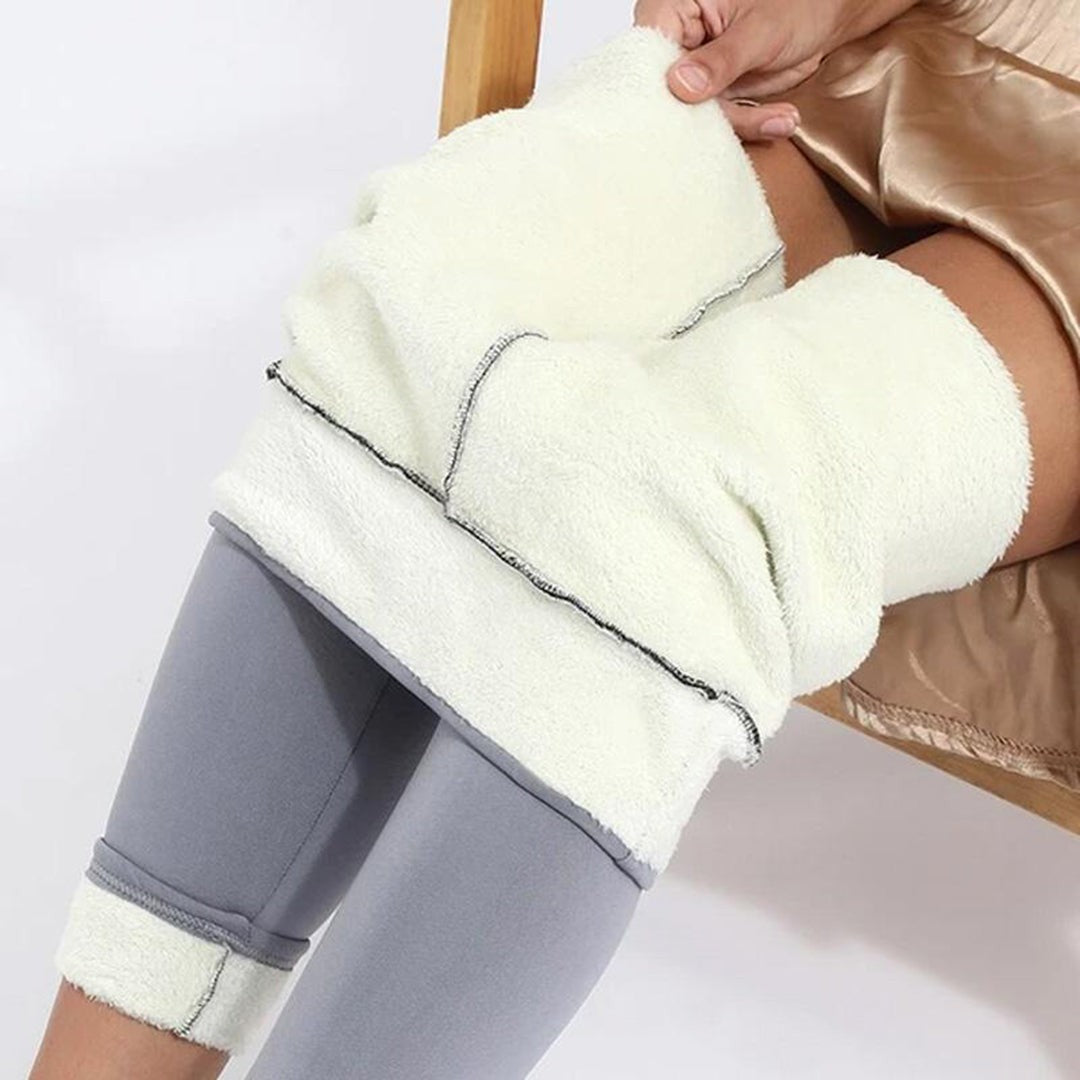 Zoe | Legging Thermique Femme Doublé Polaire Taille Haute Coupe Ample - Noir