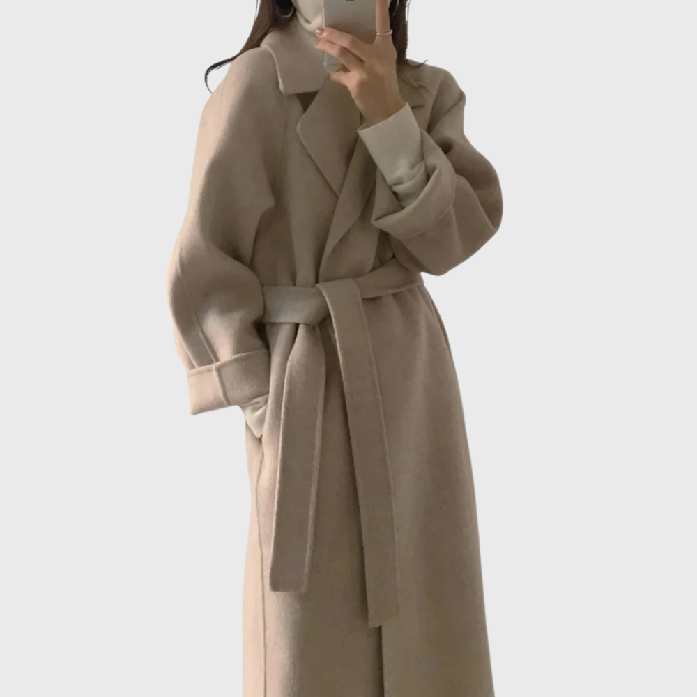 Zoe | Manteau d'Hiver pour Femme Coupe Ajustée Laine Classique - Abricot